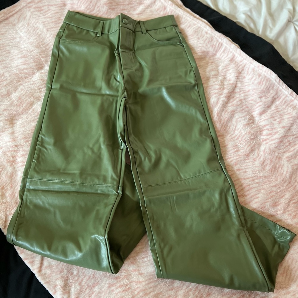 NEW Olive Green Leather Pants